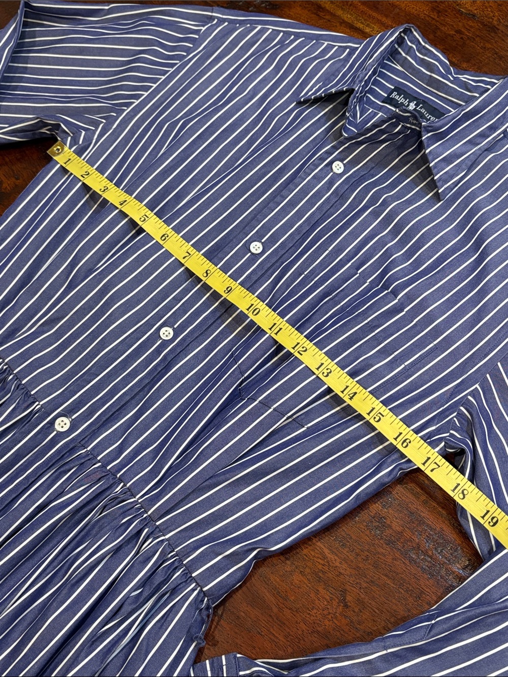 Vintage Ralph Lauren Blue Label Striped Button-Down Cotton Maxi Shirt Dress 8 - Picture 13 of 15